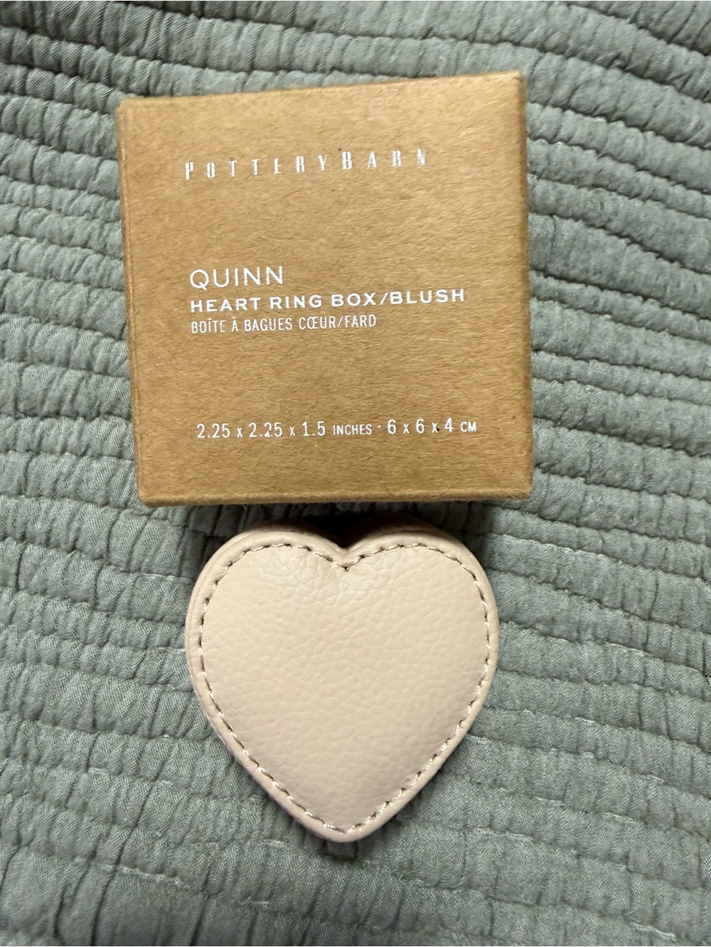 Pottery Barn Blush leather Quinn Heart Ring Box in Pink NWT